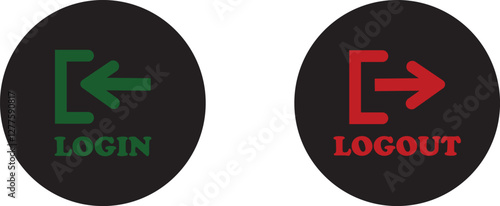 Login and logout icon set Set of sign out, Sign in vector vector collection. Open and close door symbol. Black in, out, exit and enter arrow, trendy flat style isolated on transparent background.
