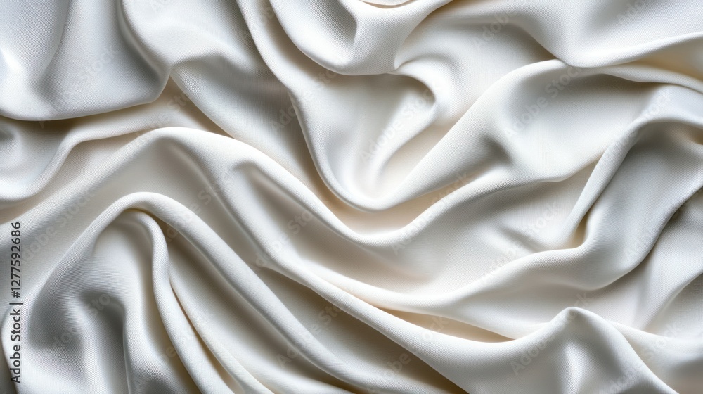Silky white fabric suspended in motion, forming an abstract wave pattern with detailed textures and highlights in ultra HD 4K quality Silky white fabric suspended in motion, forming an abstract wave pattern with detailed textures and highlights in ultra HD 4K quality