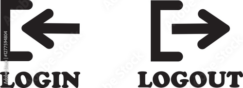 Login and logout icon set Set of sign out, Sign in vector vector collection. Open and close door symbol. Black in, out, exit and enter arrow, trendy flat style isolated on transparent background.