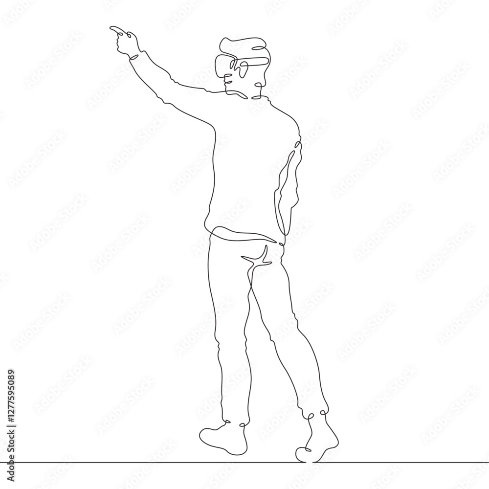 Continuous one line drawing man in VR headset. Man in virtual reality. Character With extended index finger. One continuous line isolated minimal illustration.Not AI. Continuous one line drawing man in VR headset. Man in virtual reality. Character With extended index finger. One continuous line isolated minimal illustration.Not AI.