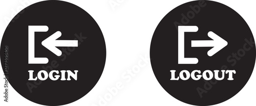 Login and logout icon set Set of sign out, Sign in vector vector collection. Open and close door symbol. Black in, out, exit and enter arrow, trendy flat style isolated on transparent background.