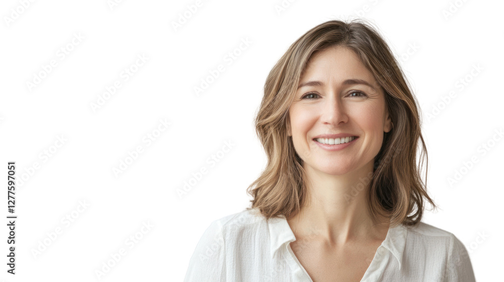 A smiling woman with a warm expression, wearing a casual shirt. She embodies confidence and positivity, suitable for various lifestyle contexts. A smiling woman with a warm expression, wearing a casual shirt. She embodies confidence and positivity, suitable for various lifestyle contexts.