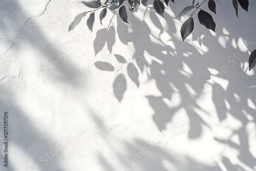 White wall with shadow of tree branches. White wall with shadow of tree branches.