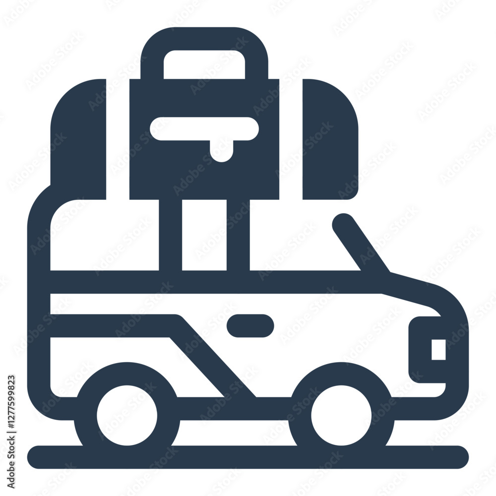 Eid Homecoming with Luggage and Vehicle Icon Eid Homecoming with Luggage and Vehicle Icon
