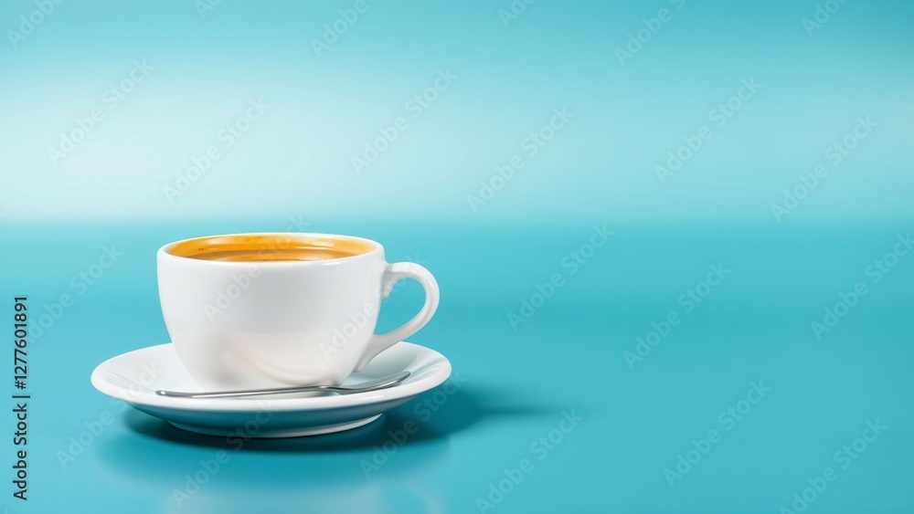 A Cup of Coffee on a Teal Background A Cup of Coffee on a Teal Background