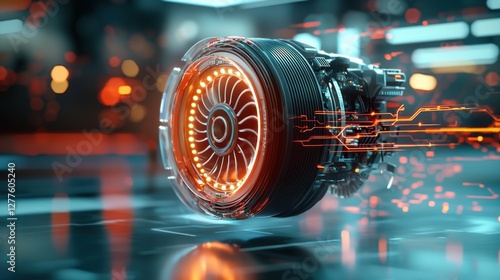 Futuristic Electric Car Fan System with Advanced Design Elements