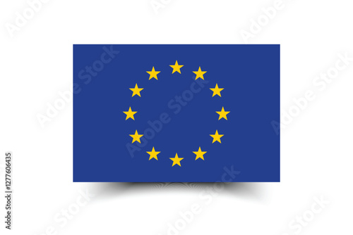 Flag of the European Union. Flag icon. Standard color. Standard size. A rectangular flag. Computer illustration. Digital illustration. Vector illustration.