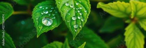 Dewdrops images, Fresh Green Leaves with Dew Drops