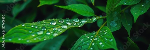 Dewdrops images, Fresh Green Leaves with Dew Drops
