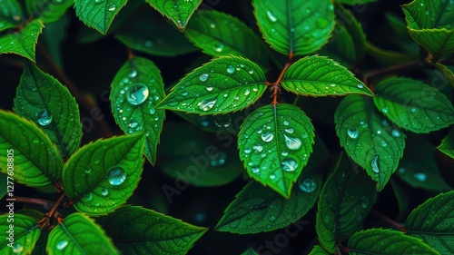 Dewdrops images, Fresh Green Leaves with Dew Drops
