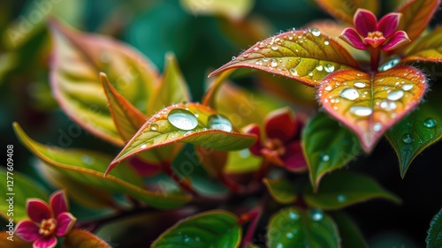 Dewdrops images, Fresh Green Leaves with Dew Drops