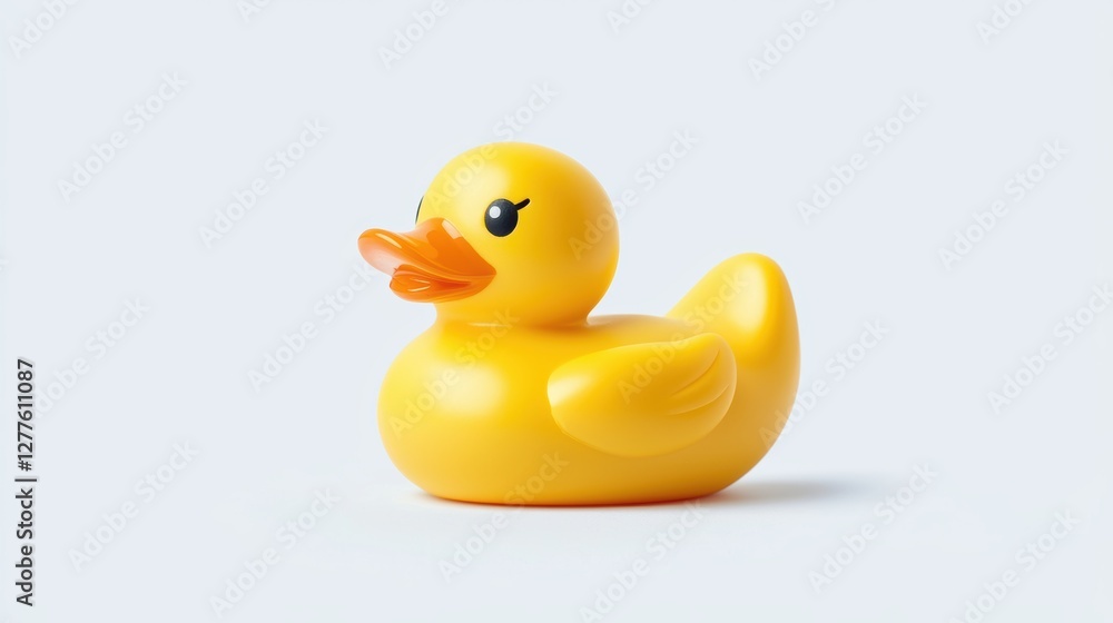 Bright Yellow Rubber Duck Floating on Light Blue Background for Fun and Playful Imagery Bright Yellow Rubber Duck Floating on Light Blue Background for Fun and Playful Imagery