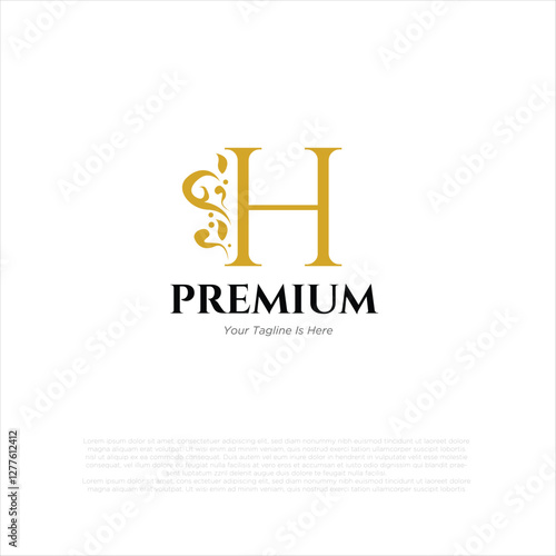 Letter h Royal Luxury Brand Symbol Design Template gold