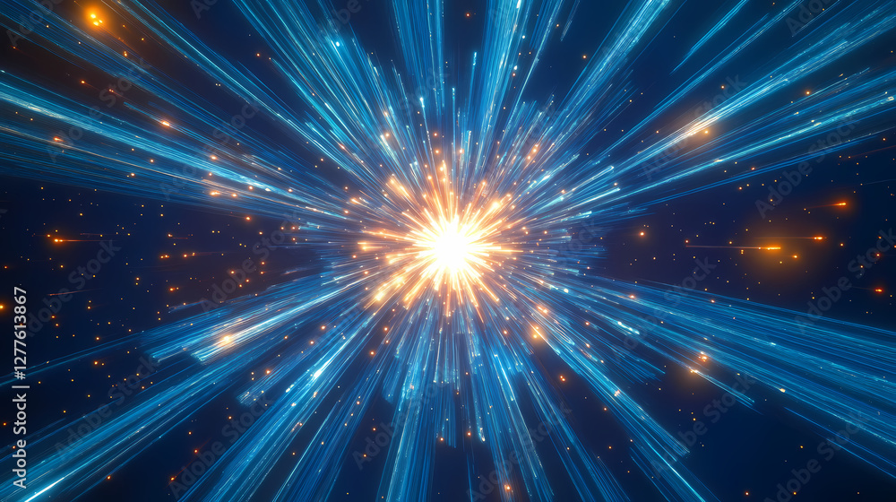 Naklejka premium Abstract Blue and Orange Fireworks Core Art