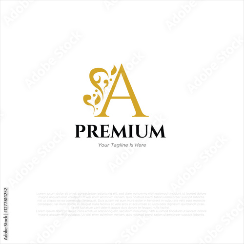 Letter a Royal Luxury Brand Symbol Design Template gold