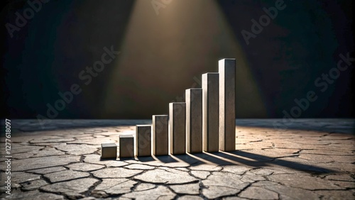 Growth Progression Chart on Parched Ground with Dramatic Lighting Effects