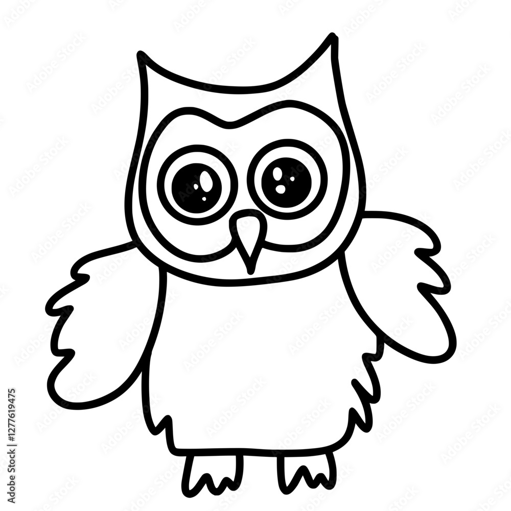Fototapeta premium Lucky Owl Outline Illustration