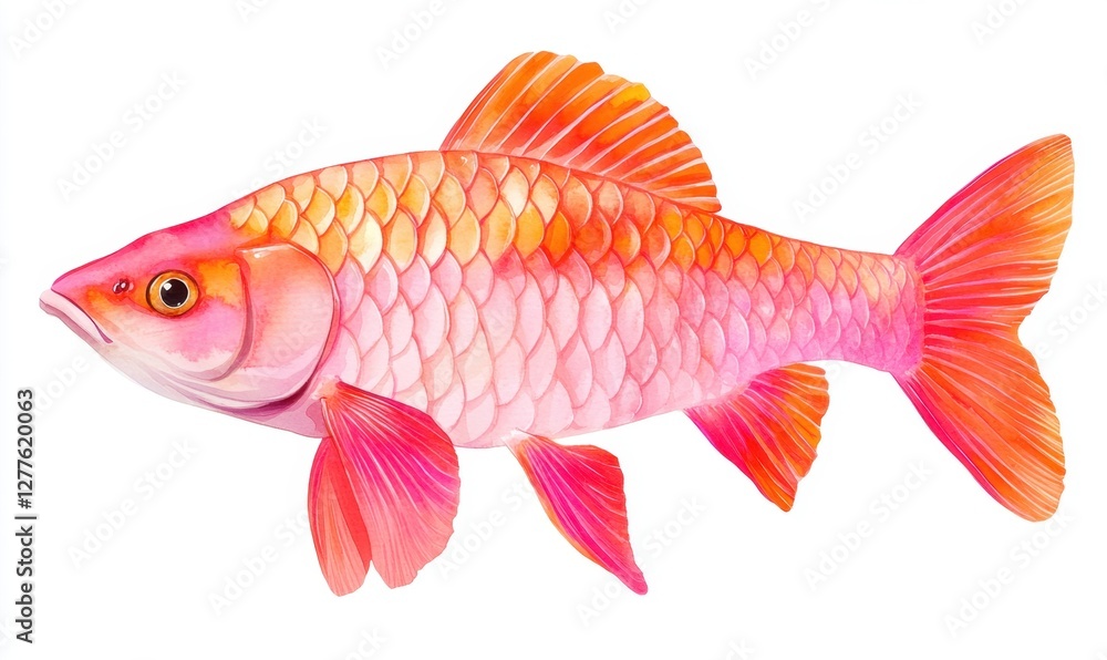 Obraz premium Vibrant pink fish swimming gracefully in clear water with soft light filtering through