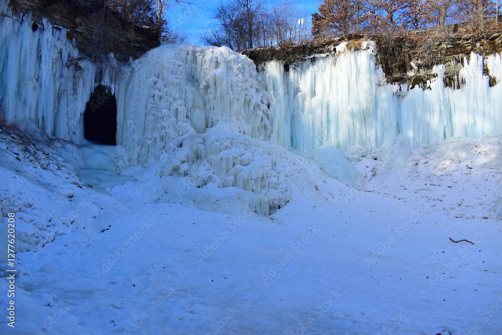 Frozen Minnehaha Waterfalls in Minneapolis, Minnesota