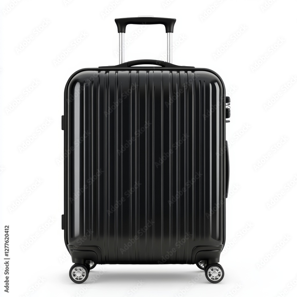 Black colored traveling suitcase isolated on transparent background Black colored traveling suitcase isolated on transparent background