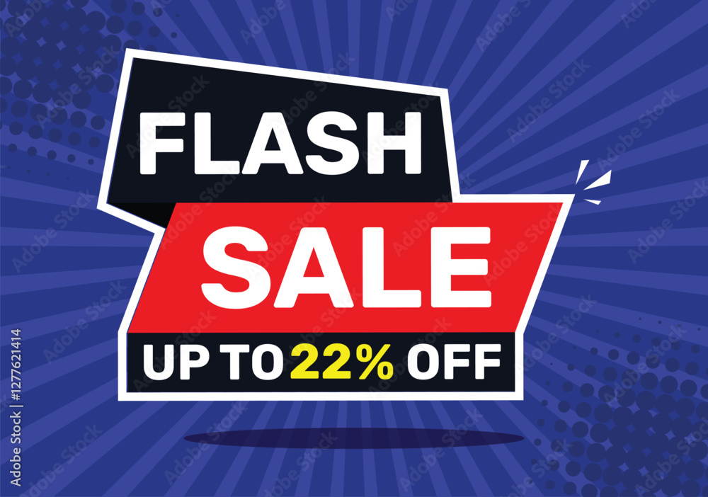 Flash sale up to 22 % off. On blue background with radial rays and blue background. Flash sale up to 22 % off. On blue background with radial rays and blue background.