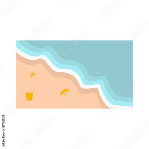 Tropical Summer Beach Background in Cartoon Design Concept. Isolated Vector Illustration.