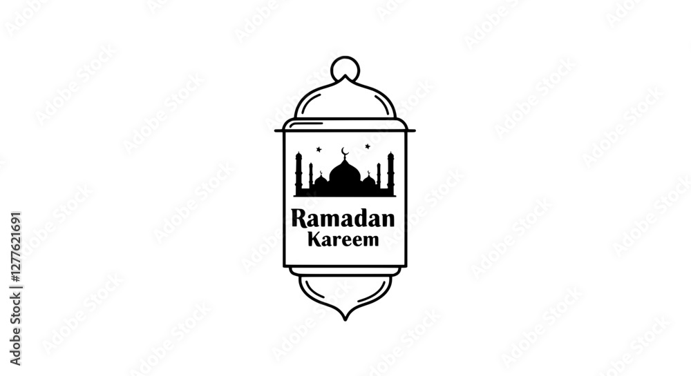 Obraz premium Ramadan Lantern Icon: A minimalist line drawing of a traditional lantern with 