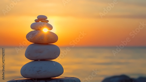 Sunset Pyramid: A Serene Stone Formation with Halo Effect