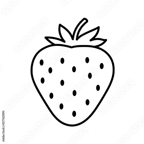 Strawberry Icon: A simple line drawing of a perfectly formed strawberry, ripe with potential, ready to be colored or used as a minimalist graphic element.