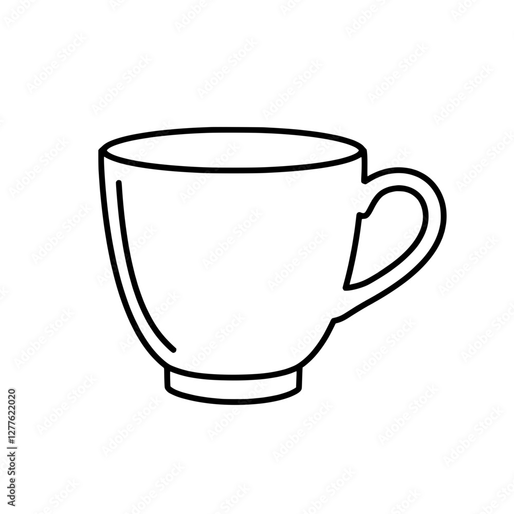 Simplicity in a Cup: A minimalist line drawing captures the essence of a classic teacup, ready to hold warm beverages. Simplicity in a Cup: A minimalist line drawing captures the essence of a classic teacup, ready to hold warm beverages.