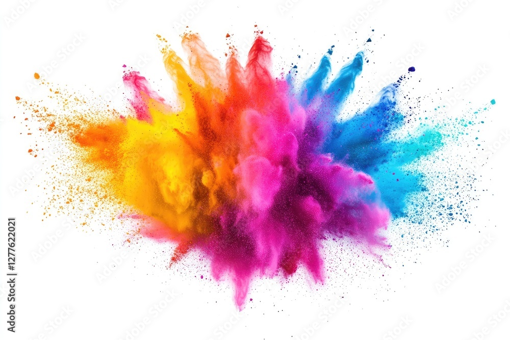 Fototapeta premium Colorful powder explosion on white background