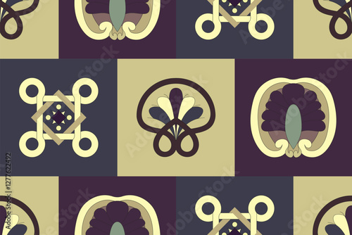 Interweaving squares, smooth elements in a seamless vector background.