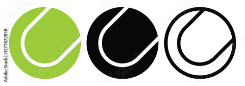 green tennis ball set. Tennis ball sports equipment. Vector design. Sports, fitness, activity vector illustration. Vector elements of equipment for tennis. Realistic color version. Design Eps 10. 