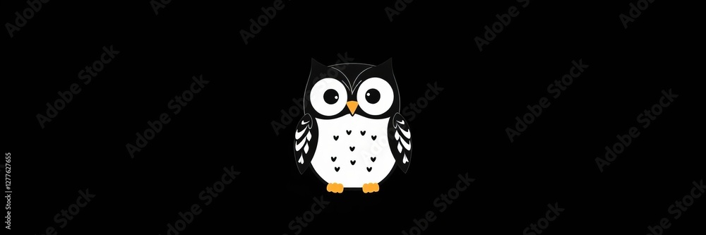 Cute vector illustration of a baby owl in black and white for t-shirt print, kids fashion, baby shower invitation, kids wear, illustration, invitation Cute vector illustration of a baby owl in black and white for t-shirt print, kids fashion, baby shower invitation, kids wear, illustration, invitation