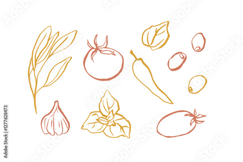 Hand drawn food ingredients set