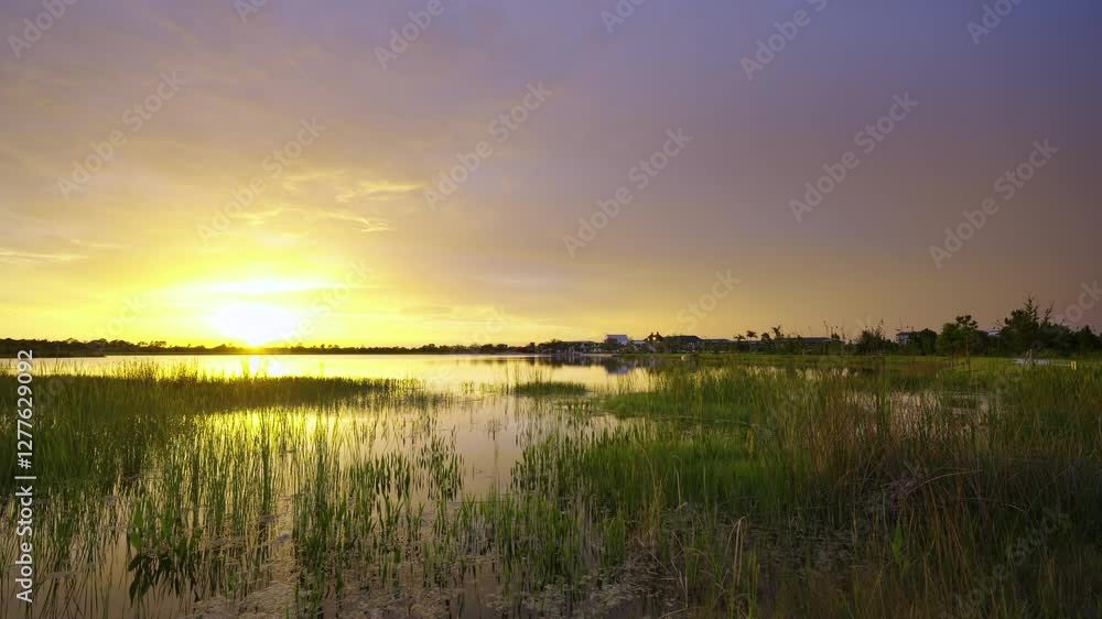 Beautiful nature landscape at sunset. Lake wildlife in Wellen park in Venice, Florida Beautiful nature landscape at sunset. Lake wildlife in Wellen park in Venice, Florida