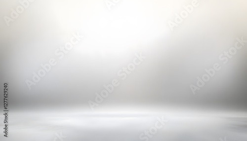 Bright white studio background with light gradients and floor