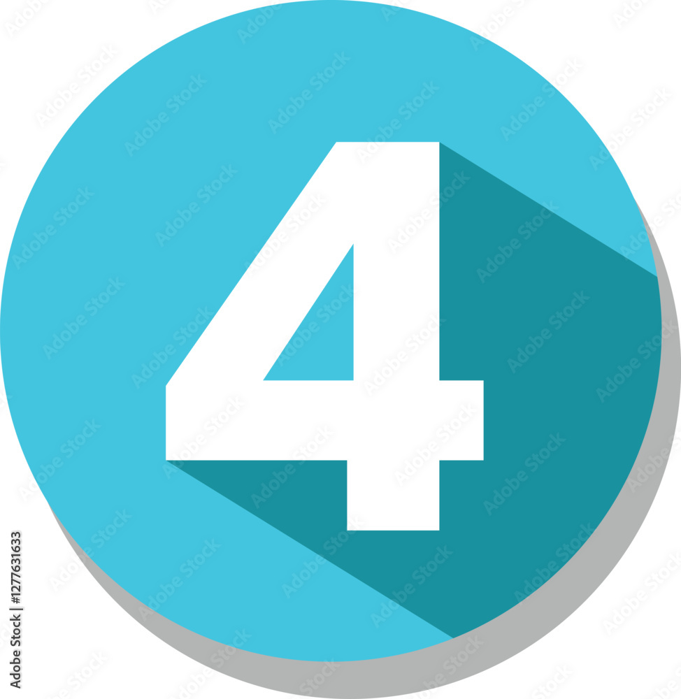 Fototapeta premium Flat Blue Icon Number , 4