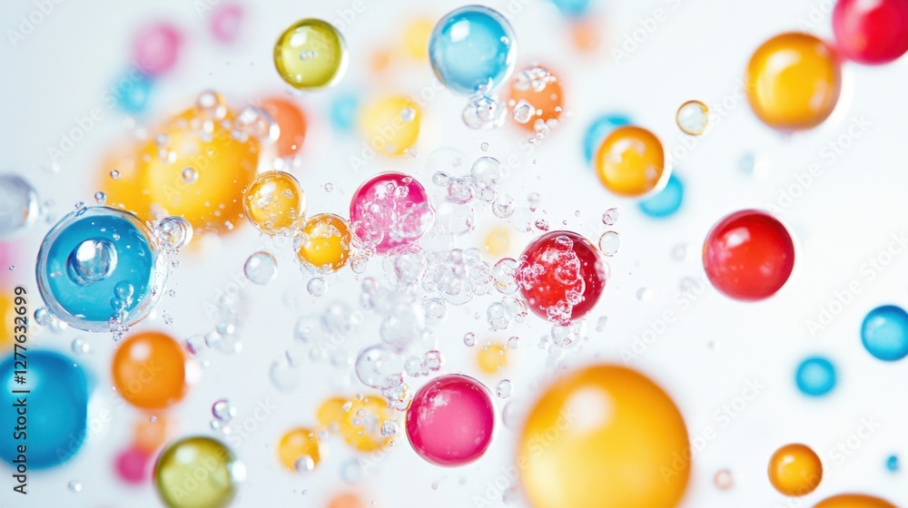 colorful bubbles floating in water colorful bubbles floating in water