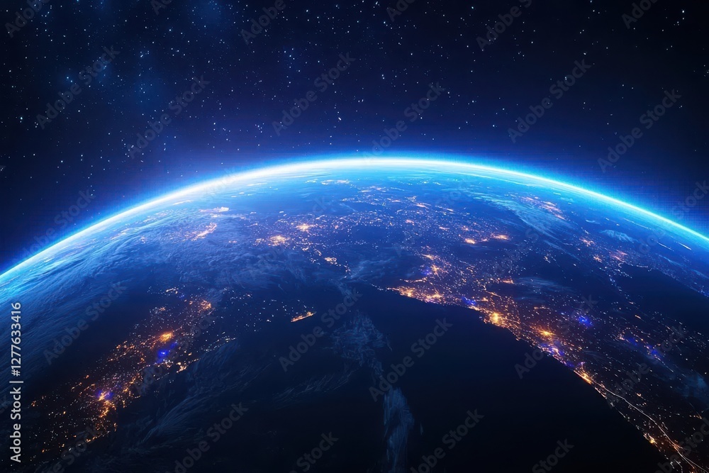 Obraz premium Breathtaking Panoramic View of Planet Earth Captured in Stunning Gigapixel Quality from Space