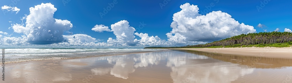 Beach with Cloudy Sky Reflection Beach with Cloudy Sky Reflection
