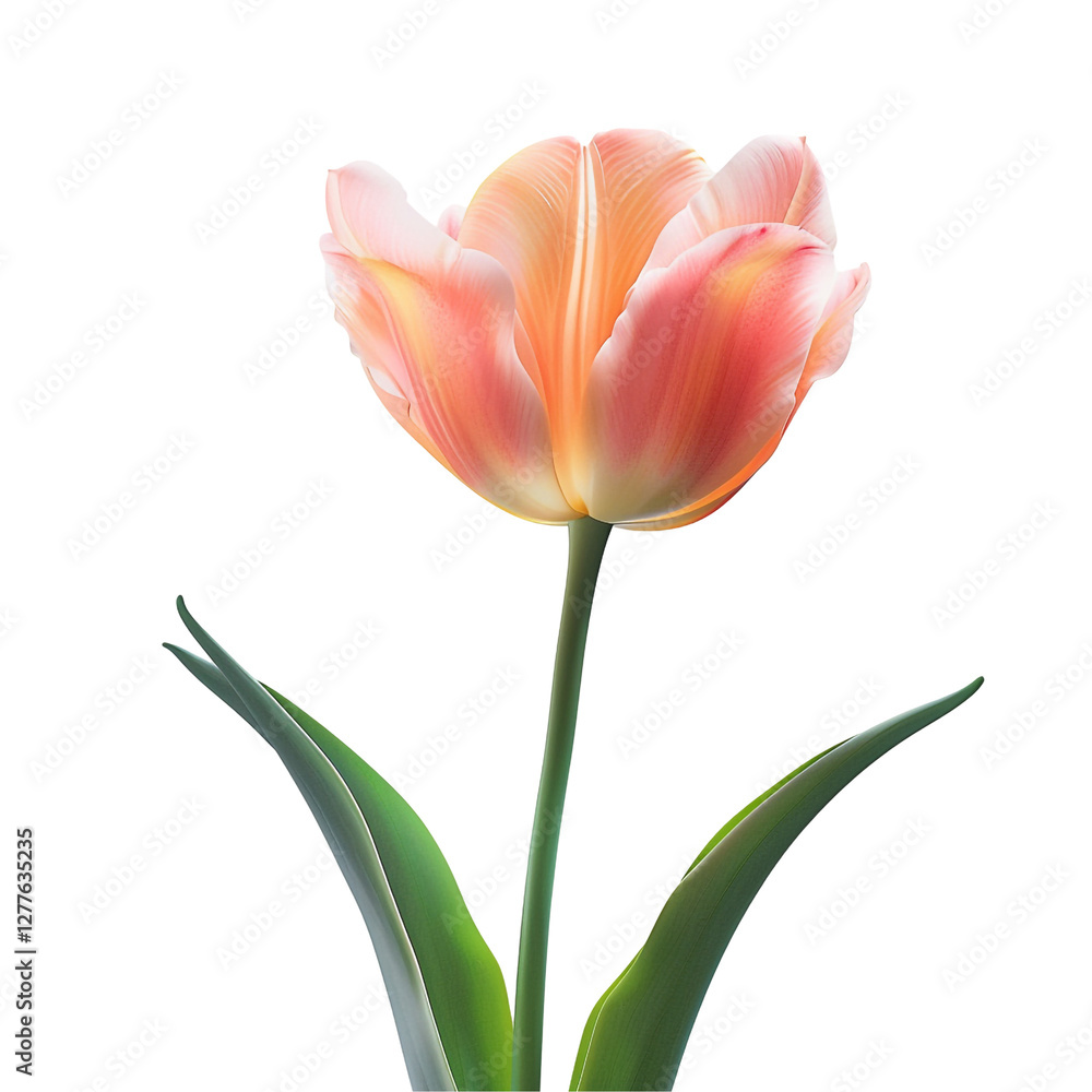 Naklejka premium A Single Pink and Orange Tulip