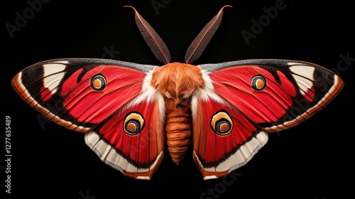 Captivating atlas moth displaying vibrant colors natural habitat realistic photo detailed close-up insect beauty photo