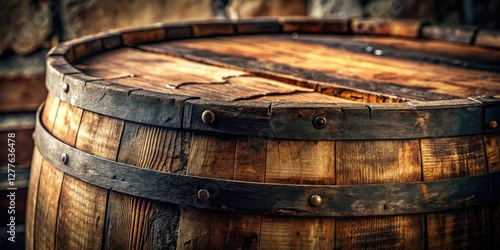 Wallpaper Mural A close-up of a whiskey barrel with cracks and imperfections, whiskey barrel, cracked oak, wooden storage Torontodigital.ca