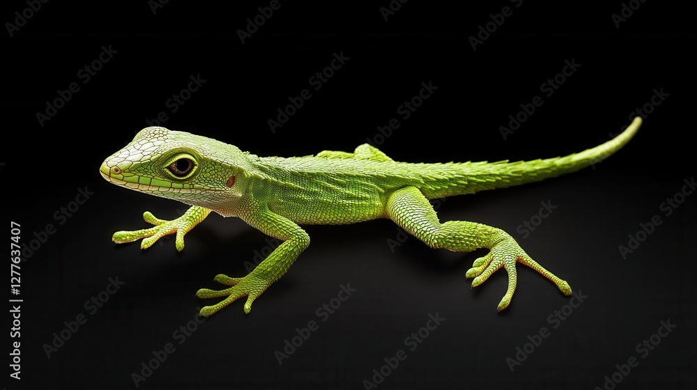 Fototapeta premium Captivating green anole in a studio setting realistic photo detailed environment close-up view nature photography