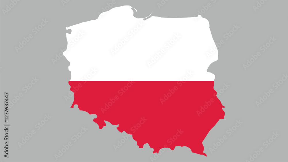 Map with National Flag Touch, Lines and Colors of Poland Map in Flags Map with National Flag Touch, Lines and Colors of Poland Map in Flags