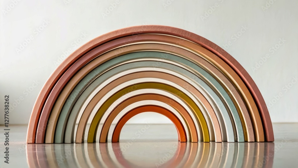 Naklejka premium Colorful Stacked Rainbow Made of Silky Material with a Minimalist Background