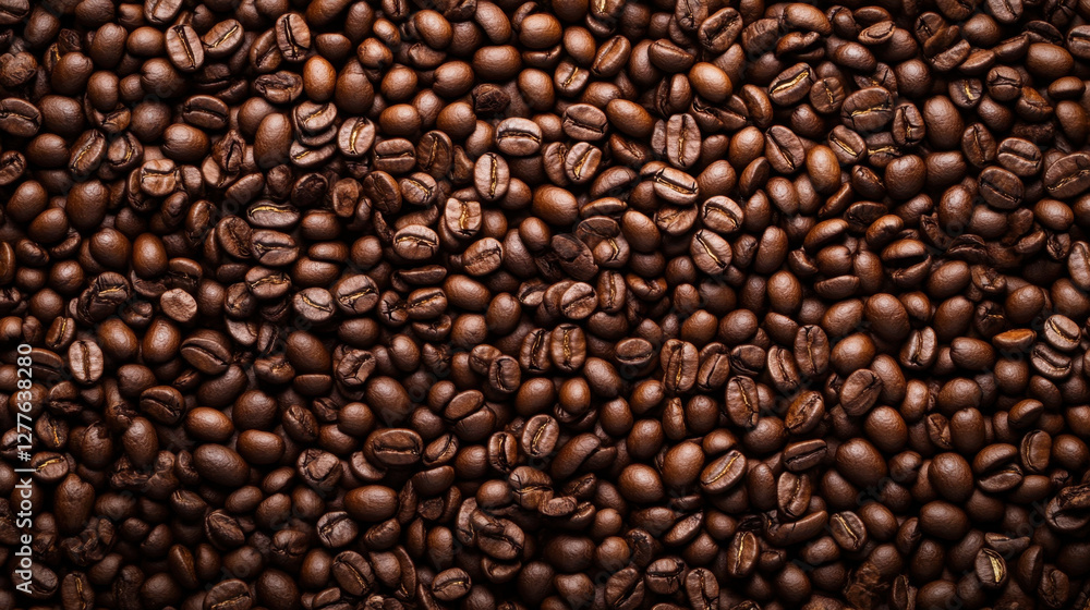 lot of coffee beans scattered on surface, showcasing their rich brown color and texture, creating warm and inviting atmosphere lot of coffee beans scattered on surface, showcasing their rich brown color and texture, creating warm and inviting atmosphere