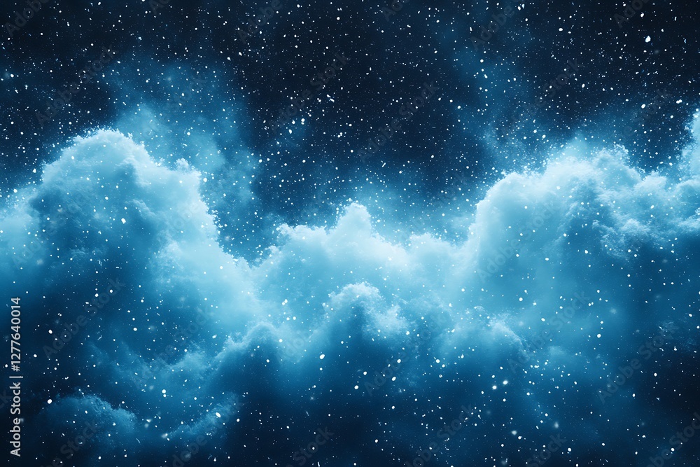 Fototapeta premium Ethereal night sky filled with shimmering stars and soft, glowing clouds in a serene atmosphere