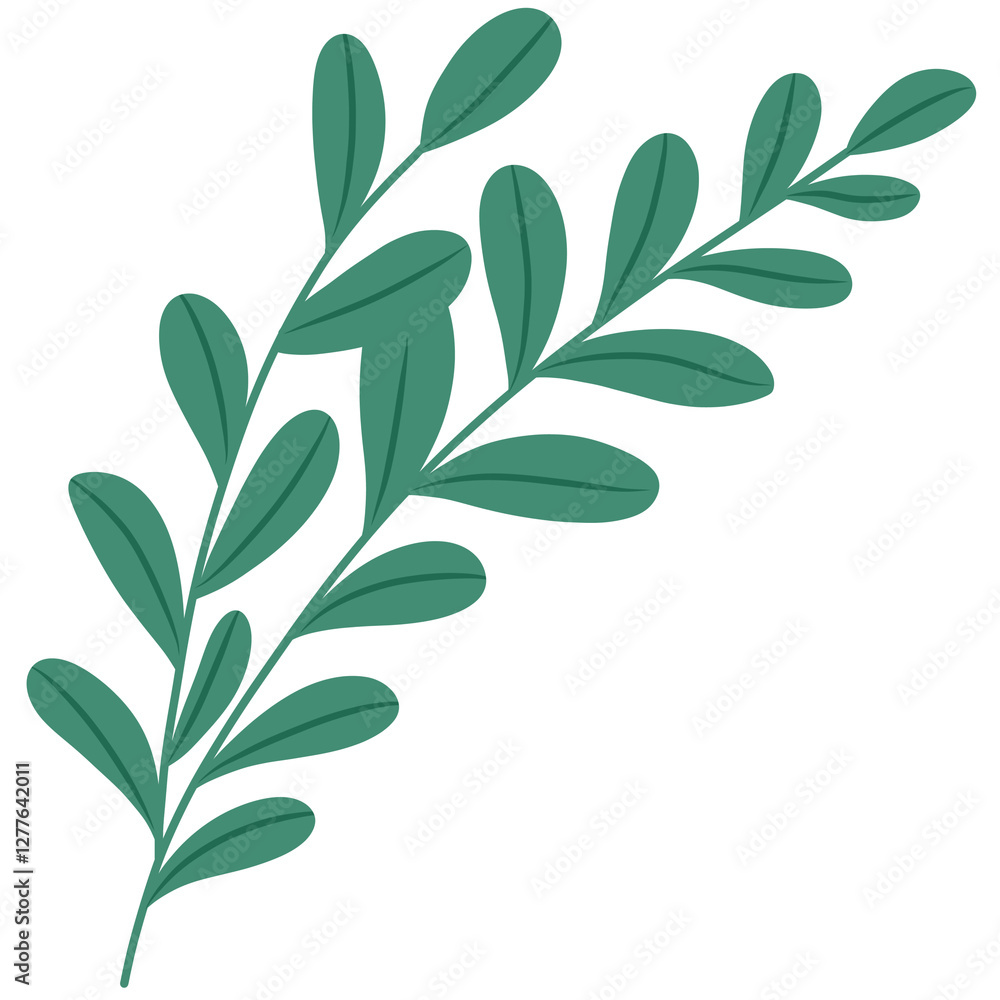 Naklejka premium Minimalist Leaf Illustration, Elegant Greenery, and Botanical Art